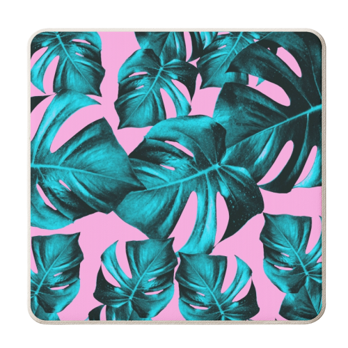 Monstera Leaves Summer Vibes Pattern #1 #tropical #decor #art - personalised beer coaster by Anita Bella Jantz