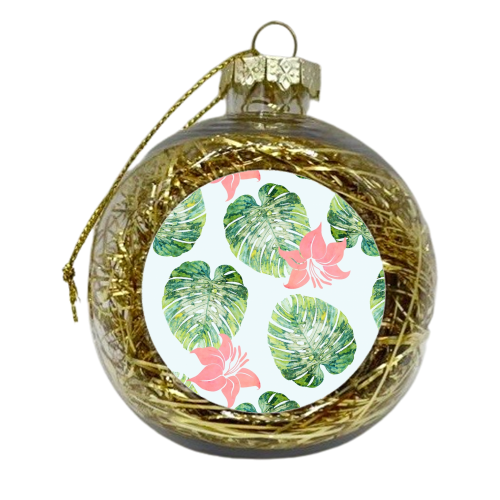 Monstera + Pink - xmas bauble by Uma Prabhakar Gokhale