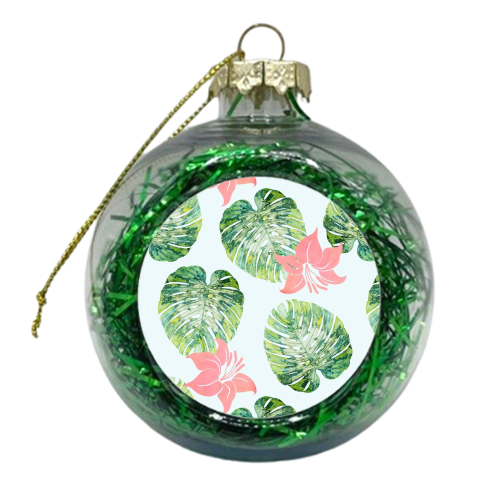 Monstera + Pink - xmas bauble by Uma Prabhakar Gokhale