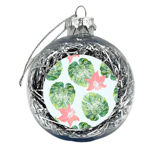 Monstera + Pink - xmas bauble by Uma Prabhakar Gokhale