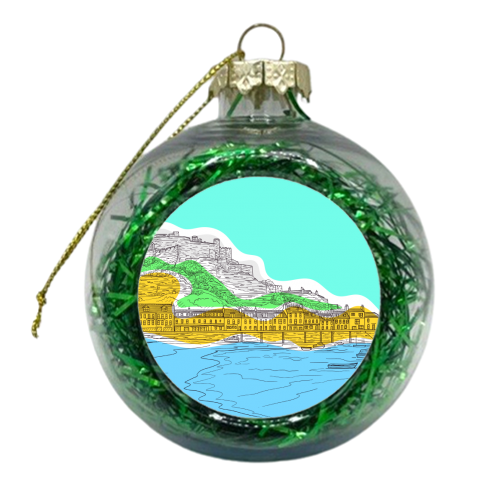 Mont Orgueil Castle, Jersey In Colours - xmas bauble by Adam Regester
