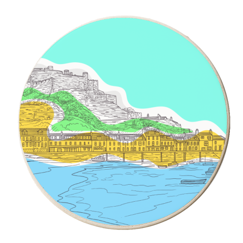 Mont Orgueil Castle, Jersey In Colours - personalised beer coaster by Adam Regester