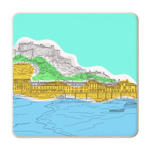 Mont Orgueil Castle, Jersey In Colours - personalised beer coaster by Adam Regester