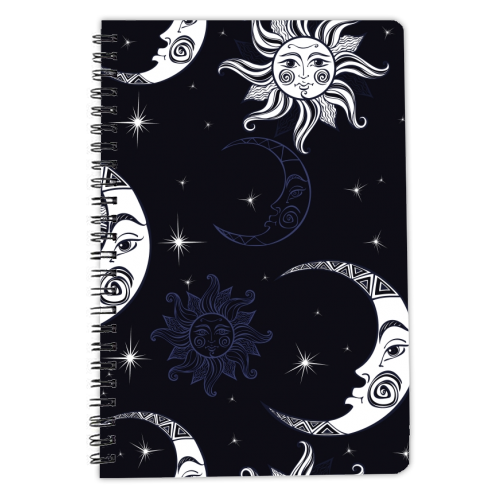 moon and stars - personalised A4, A5, A6 notebook by haris kavalla