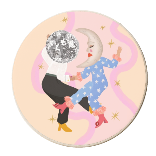 Moon Dancing Disco Lovers - personalised beer coaster by Steph Pryor
