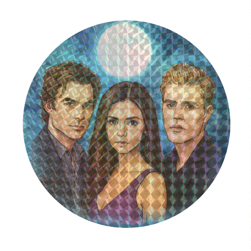 Moonlit Vampires - Circle Sticker by Ms Doodle