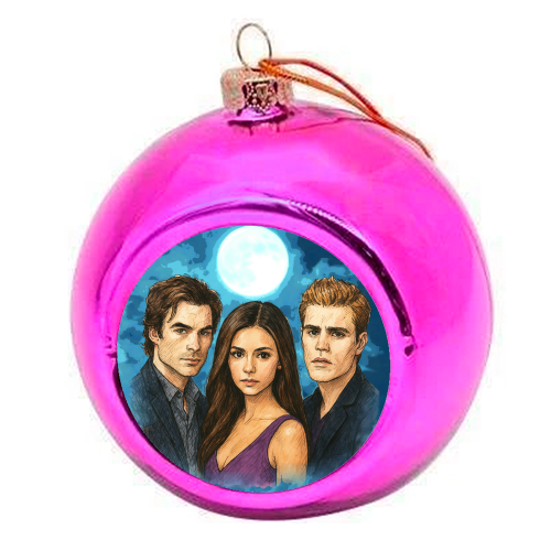 Moonlit Vampires - colourful christmas bauble by Ms Doodle