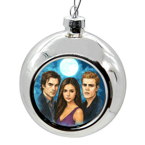 Moonlit Vampires - colourful christmas bauble by Ms Doodle