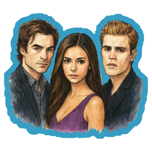 Moonlit Vampires - Die Cut Sticker by Ms Doodle