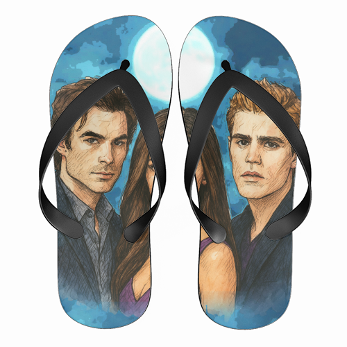 Moonlit Vampires - funny flip flops by Ms Doodle
