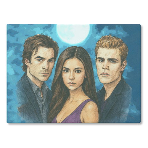 Moonlit Vampires - glass chopping board by Ms Doodle