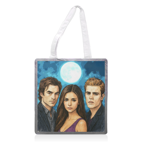 Moonlit Vampires - printed canvas tote bag by Ms Doodle