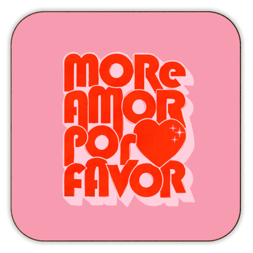 More Amor Por Favor – Retro Love Quote Design - personalised beer coaster by Ania Wieclaw