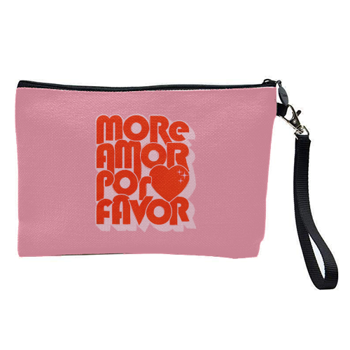 More Amor Por Favor – Retro Love Quote Design - pretty makeup bag by Ania Wieclaw