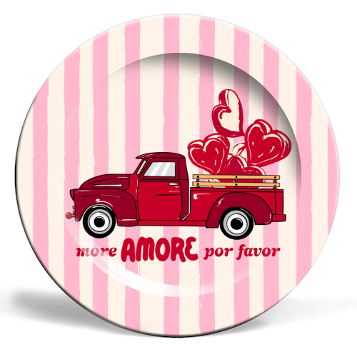 More Amore Por Favor Retro Love Truck - ceramic dinner plate by EZbie