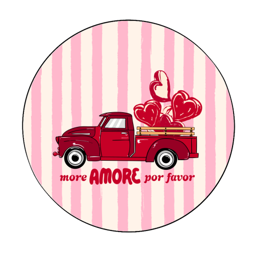 More Amore Por Favor Retro Love Truck - Circle Sticker by EZbie