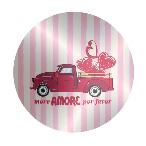 More Amore Por Favor Retro Love Truck - Circle Sticker by EZbie