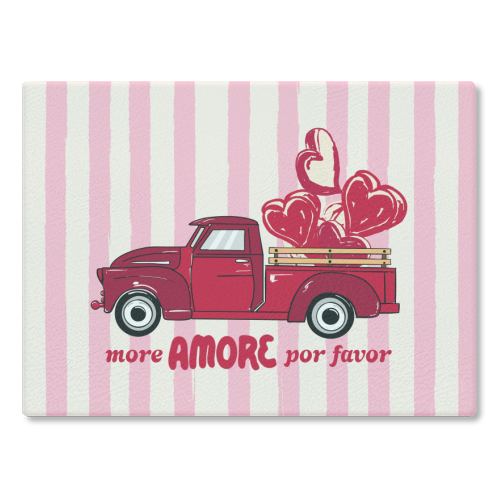 More Amore Por Favor Retro Love Truck - glass chopping board by EZbie