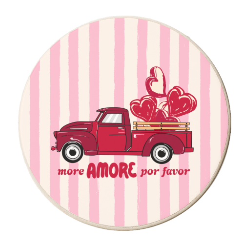 More Amore Por Favor Retro Love Truck - personalised beer coaster by EZbie