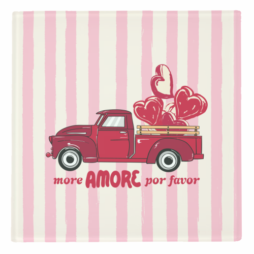More Amore Por Favor Retro Love Truck - personalised beer coaster by EZbie