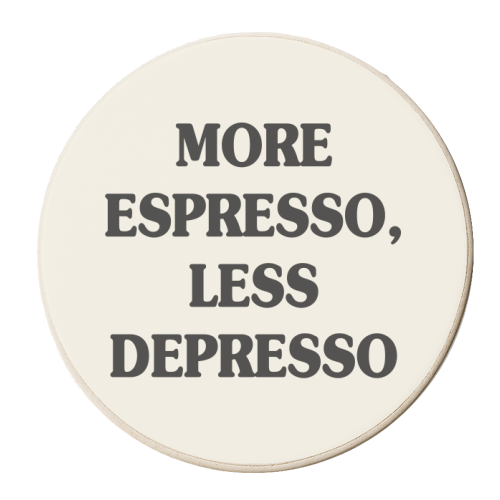 More Espresso, Less Depresso - personalised beer coaster by Move Studio
