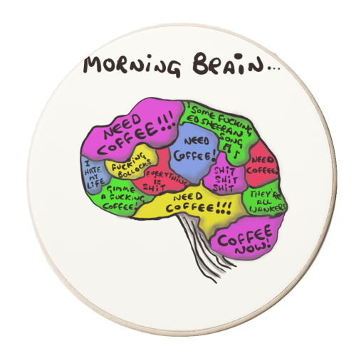 Morning Brain Mug - personalised beer coaster by David Black