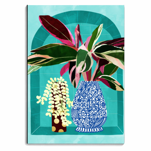 Moroccan Shelfie | Tropical Teal Plants Botanical | Exotic Modern Bohemian Eclectic Décor - personalised A4, A5, A6 notebook by Uma Prabhakar Gokhale