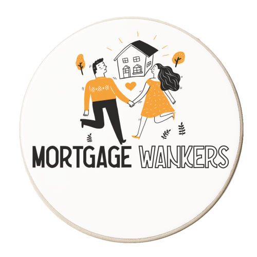Mortgage wankers - congratulations / first home / new house / funny / offensive - personalised beer coaster by UKVanlife