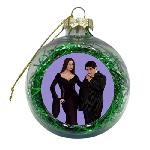 Morticia and Gomez from Wednesday - xmas bauble by Rock and Rose Creative