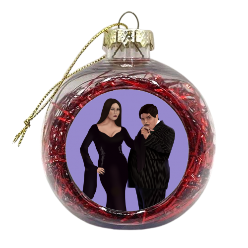 Morticia and Gomez from Wednesday - xmas bauble by Rock and Rose Creative