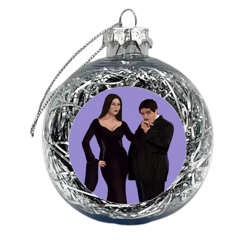 Morticia and Gomez from Wednesday - xmas bauble by Rock and Rose Creative