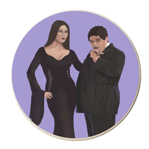 Morticia and Gomez from Wednesday - personalised beer coaster by Rock and Rose Creative