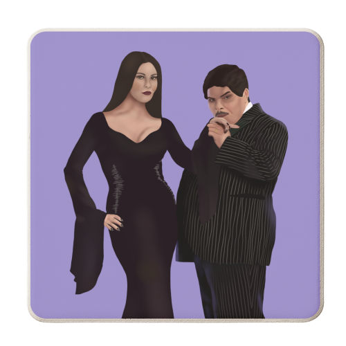 Morticia and Gomez from Wednesday - personalised beer coaster by Rock and Rose Creative