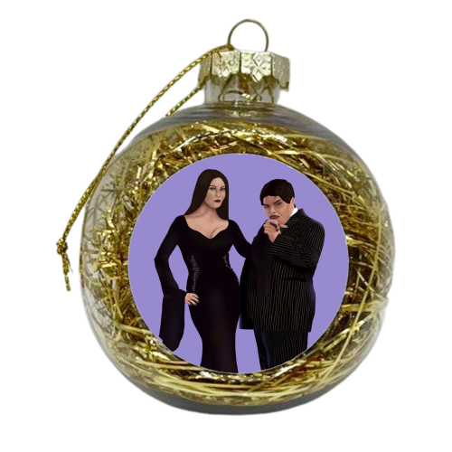 Morticia and Gomez from Wednesday - xmas bauble by Rock and Rose Creative