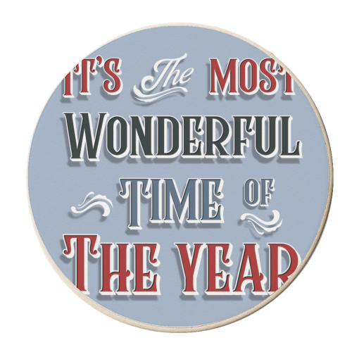 Most wonderful time Christmas print - personalised beer coaster by The Girl Next Draw