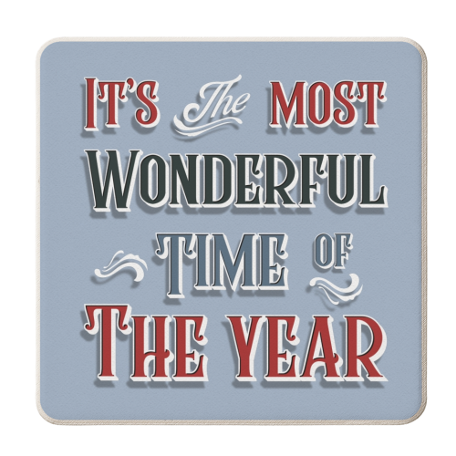 Most wonderful time Christmas print - personalised beer coaster by The Girl Next Draw