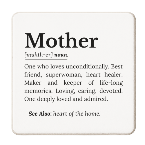 Mother Definition – The Real Superwoman of Life - personalised beer coaster by timsal shol