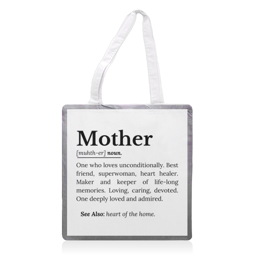 Mother Definition – The Real Superwoman of Life - printed canvas tote bag by timsal shol