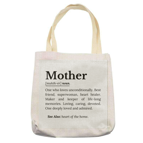 Mother Definition – The Real Superwoman of Life - printed canvas tote bag by timsal shol