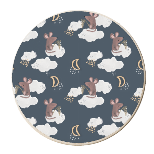 Mouse on a cloud repeat pattern - personalised beer coaster by lauradidthis
