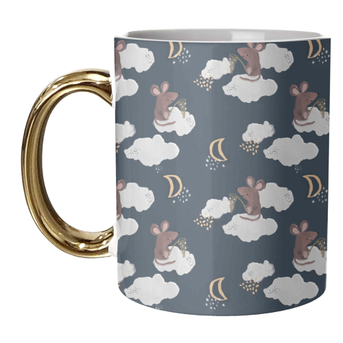Mouse on a cloud repeat pattern - unique mug by lauradidthis