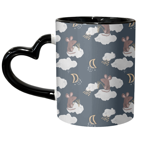 Mouse on a cloud repeat pattern - unique mug by lauradidthis