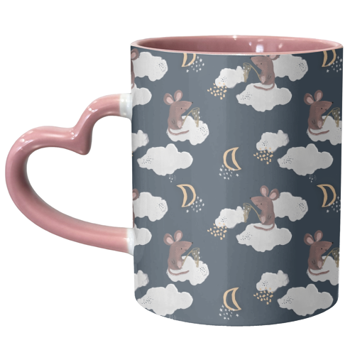 Mouse on a cloud repeat pattern - unique mug by lauradidthis