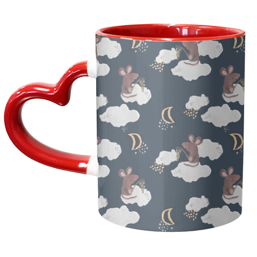 Mouse on a cloud repeat pattern - unique mug by lauradidthis