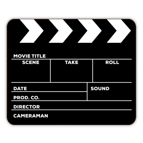 Movies Director Filmmaker Movie Slate Film Slate Clapperboard Black White - designer placemat by Art Heart Home and Fashion