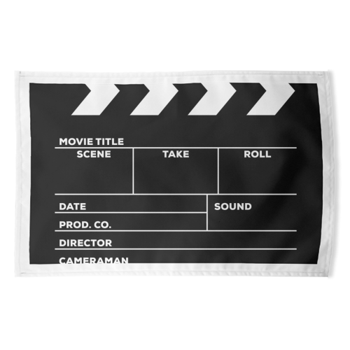 Movies Director Filmmaker Movie Slate Film Slate Clapperboard Black White - funny tea towel by Art Heart Home and Fashion