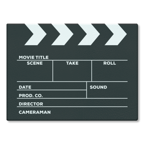 Movies Director Filmmaker Movie Slate Film Slate Clapperboard Black White - glass chopping board by Art Heart Home and Fashion