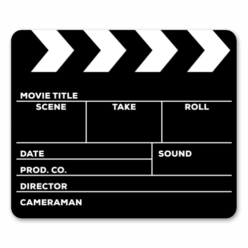 Movies Director Filmmaker Movie Slate Film Slate Clapperboard Black White - mouse mat by Art Heart Home and Fashion