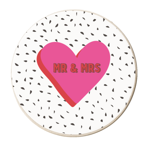 Mr And Mrs - personalised beer coaster by Laura Lonsdale