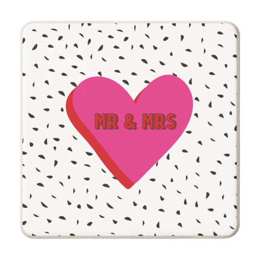 Mr And Mrs - personalised beer coaster by Laura Lonsdale